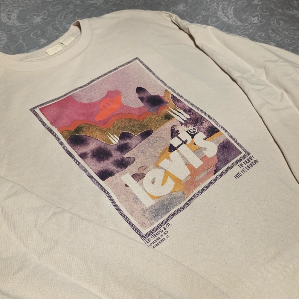 Levi's Graphic Crew in Cream and Pink (Size S, Oversized)